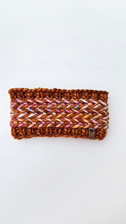 Merino Wool Adult Headband - Deep Orange+ Bronze+ Pastels