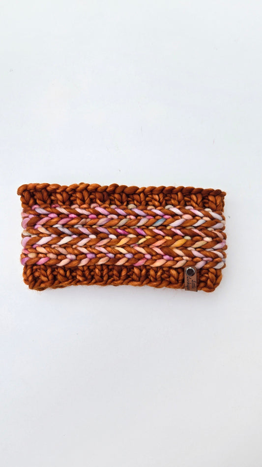Merino Wool Adult Headband - Deep Orange+ Bronze+ Pastels