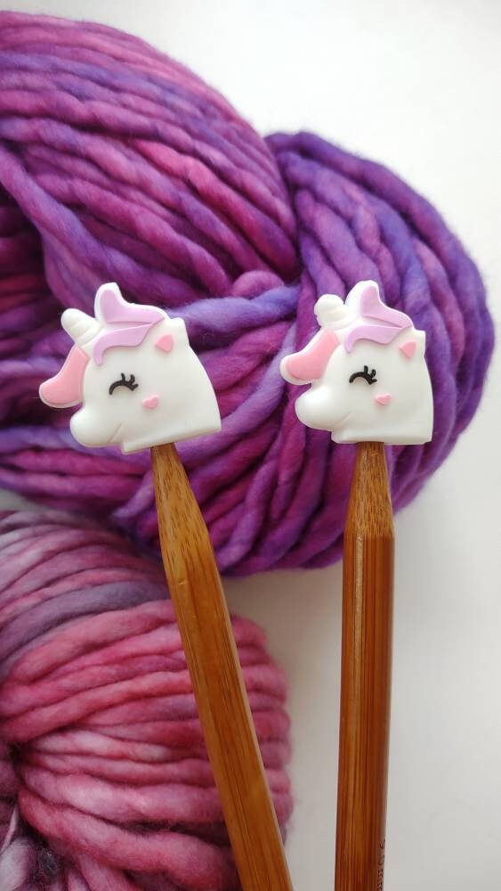 Unicorn Knitting Needle Stitch Stoppers. Needle Protectors. Knitting Needle Stoppers. Knitting Notions, Accessories, Supplies, Tools.