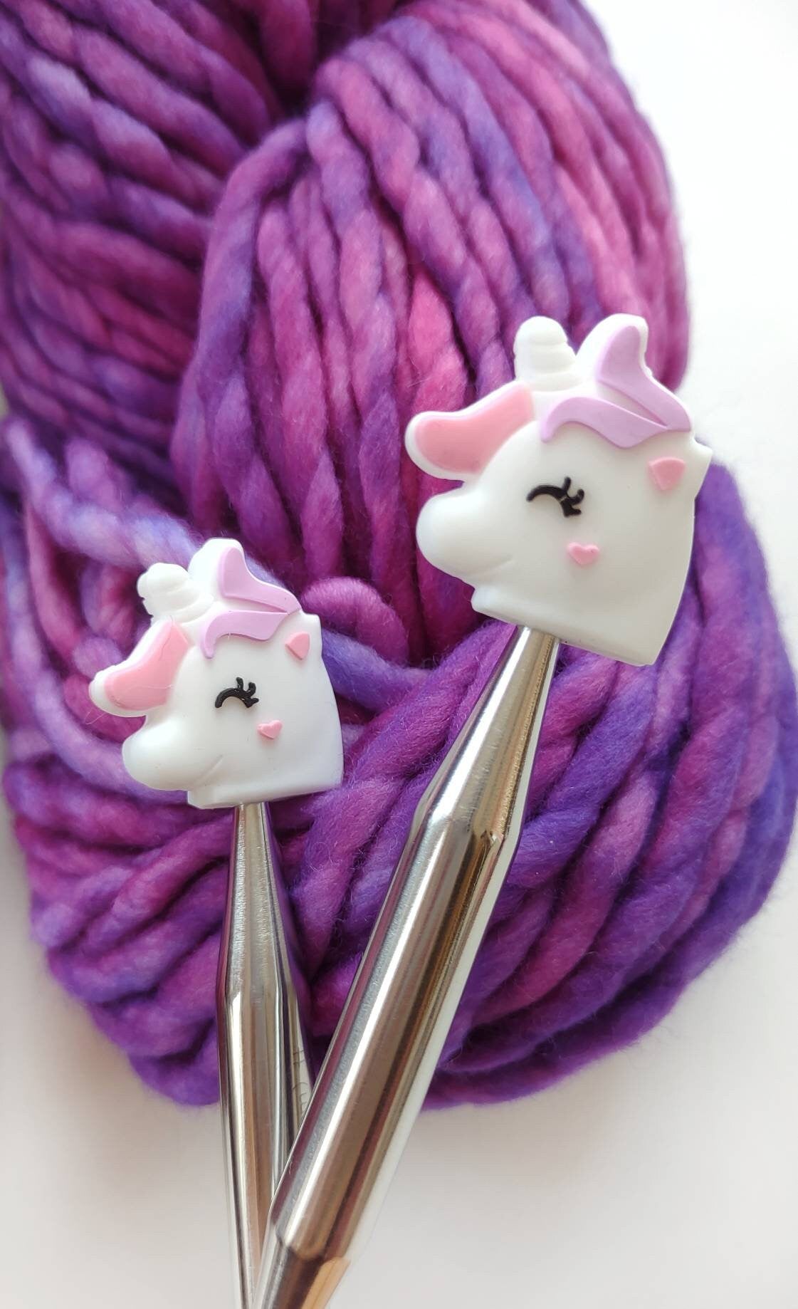 Unicorn Knitting Needle Stitch Stoppers. Needle Protectors. Knitting Needle Stoppers. Knitting Notions, Accessories, Supplies, Tools.