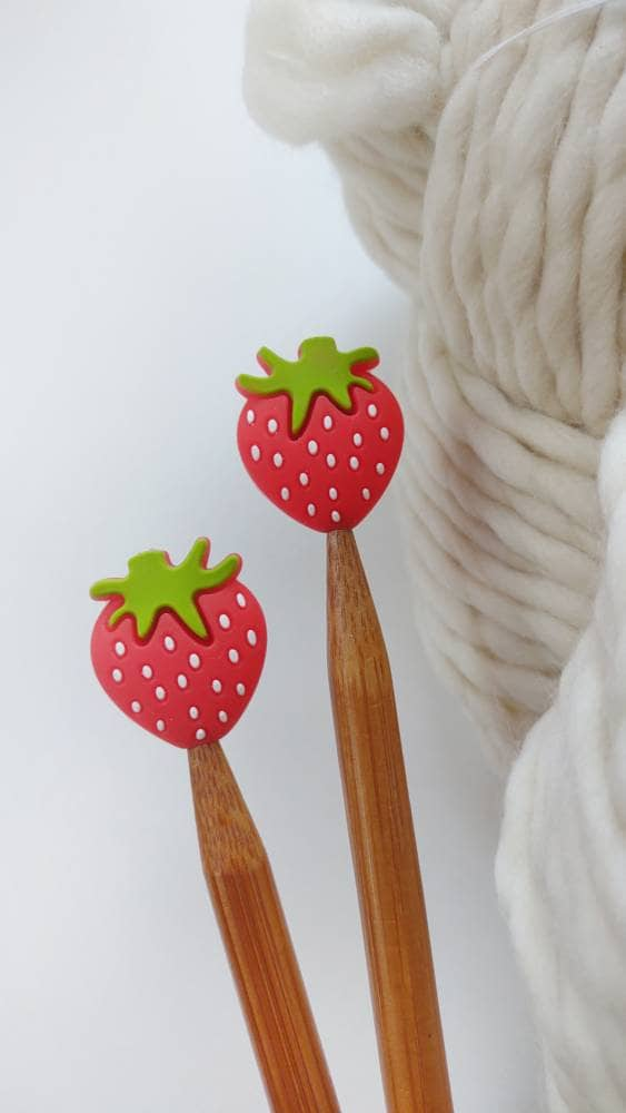 Strawberry Knitting Needle Stitch Stoppers. Needle Protectors. Knitting Needle Stoppers. Knitting Notions, Accessories, Supplies, Tools.