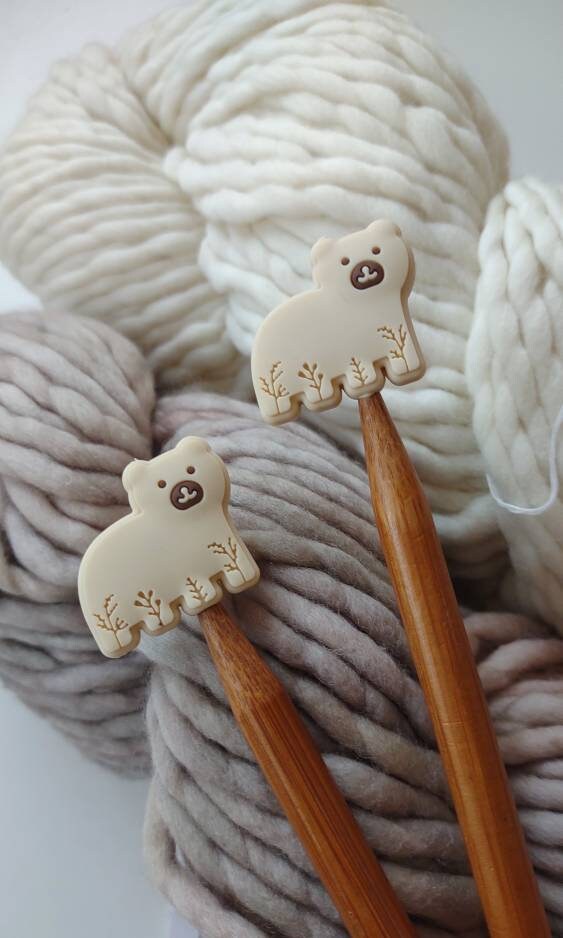Bear Knitting Needle Stitch Stoppers. Needle Protectors. Knitting Needle Stoppers. Knitting Notions, Accessories, Supplies, Tools.