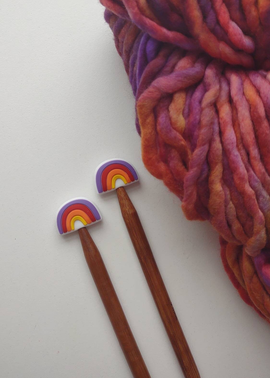 Rainbow Knitting Needle Stitch Stoppers. Needle Protectors. Knitting Needle Stoppers. Knitting Notions, Accessories, Supplies, Tools.