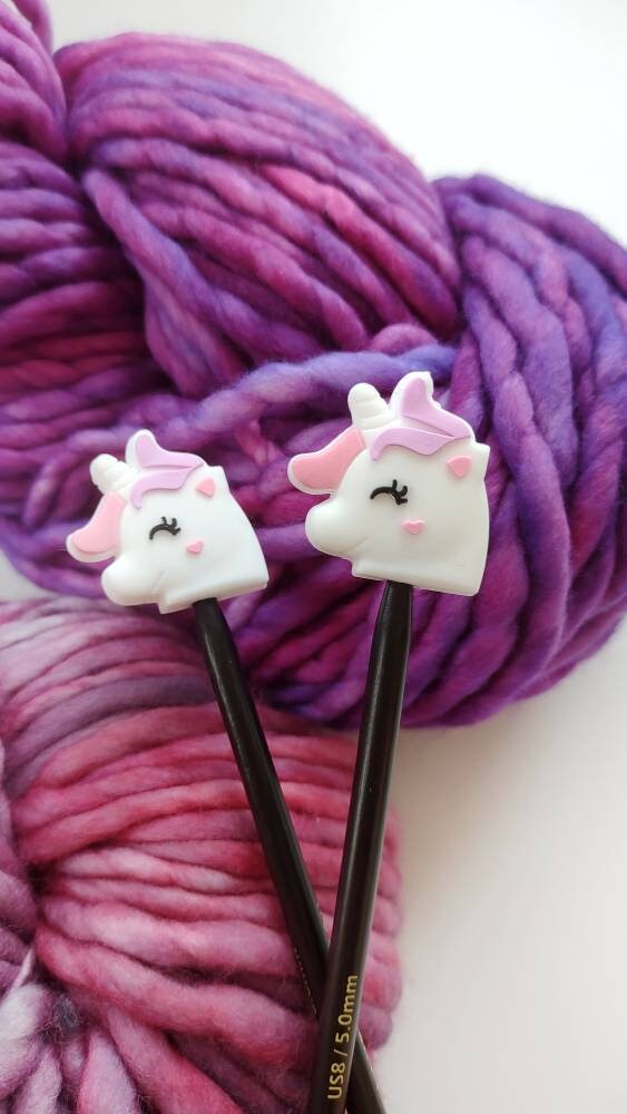 Unicorn Knitting Needle Stitch Stoppers. Needle Protectors. Knitting Needle Stoppers. Knitting Notions, Accessories, Supplies, Tools.