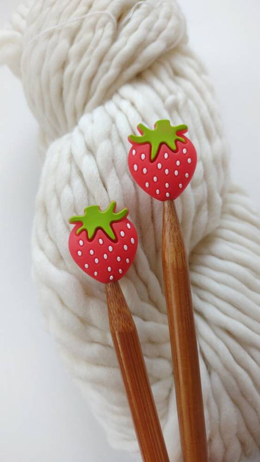 Strawberry Knitting Needle Stitch Stoppers. Needle Protectors. Knitting Needle Stoppers. Knitting Notions, Accessories, Supplies, Tools.