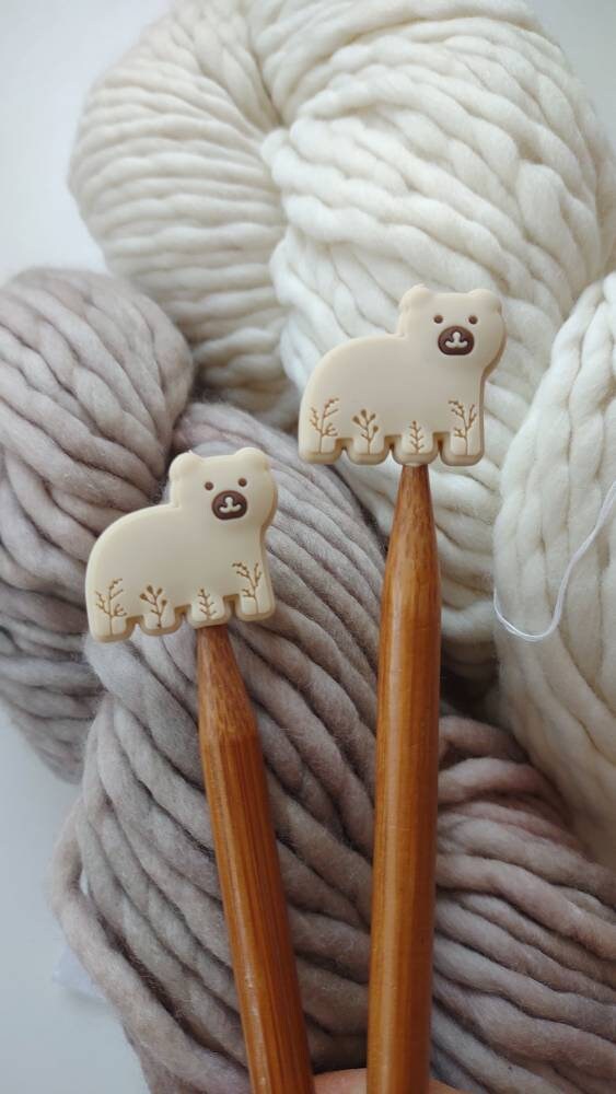 Bear Knitting Needle Stitch Stoppers. Needle Protectors. Knitting Needle Stoppers. Knitting Notions, Accessories, Supplies, Tools.