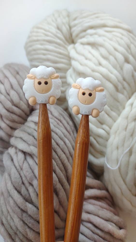 Sheep Knitting Needle Stitch Stoppers. Needle Protectors. Knitting Needle Stoppers. Knitting Notions, Accessories, Supplies, Tools.