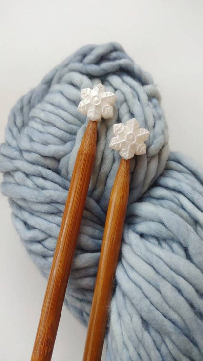 Snowflake Knitting Needle Stitch Stoppers. Needle Protectors. Knitting Needle Stoppers. Knitting Notions, Accessories, Supplies, Tools.