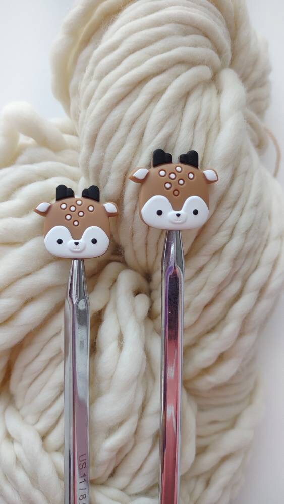 Fawn Knitting Needle Stitch Stoppers. Needle Protectors. Knitting Needle Stoppers. Knitting Notions, Accessories, Supplies, Tools.