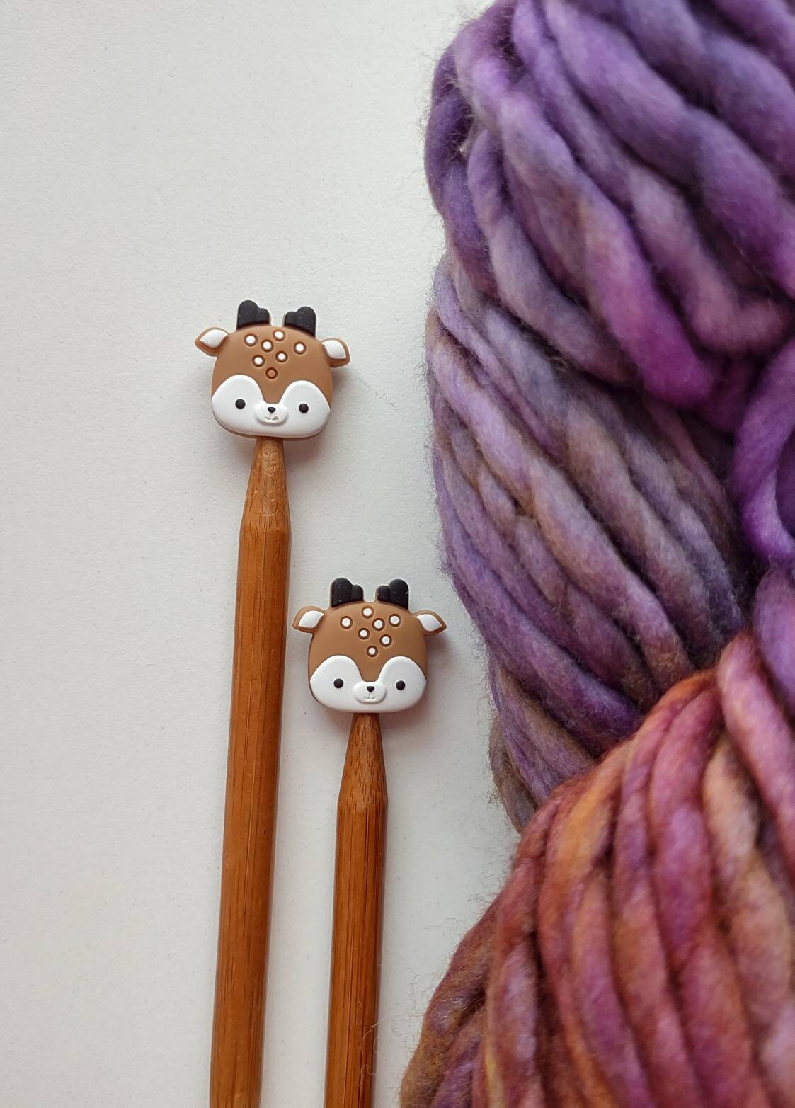 Fawn Knitting Needle Stitch Stoppers. Needle Protectors. Knitting Needle Stoppers. Knitting Notions, Accessories, Supplies, Tools.