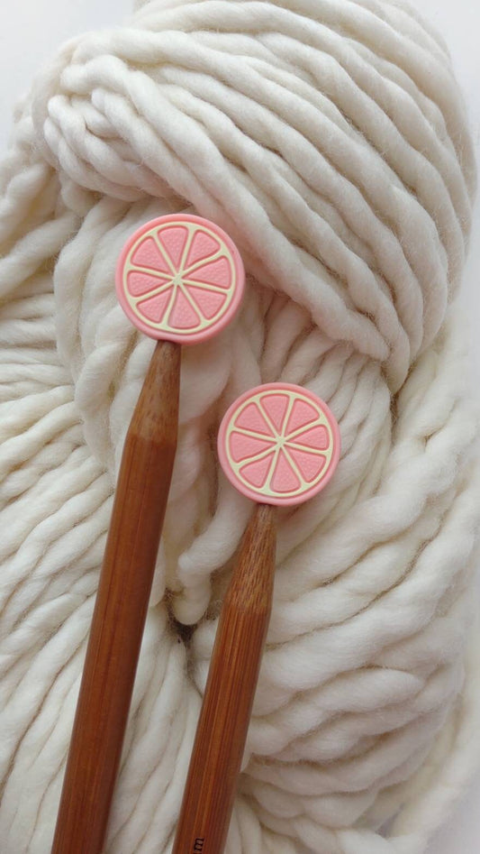 Grapefruit Knitting Needle Stitch Stoppers. Needle Protectors. Knitting Needle Stoppers. Knitting Notions, Accessories, Supplies, Tools.