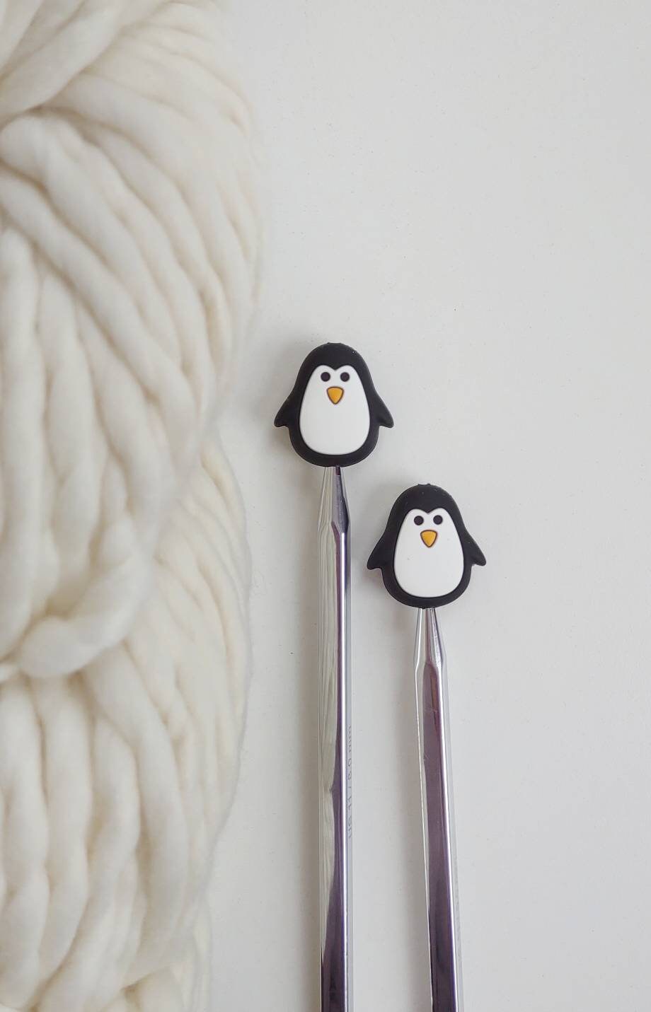 Penguin Knitting Needle Stitch Stoppers. Needle Protectors. Knitting Needle Stoppers. Knitting Notions, Accessories, Supplies, Tools.