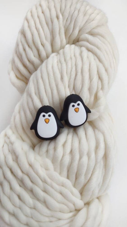 Penguin Knitting Needle Stitch Stoppers. Needle Protectors. Knitting Needle Stoppers. Knitting Notions, Accessories, Supplies, Tools.