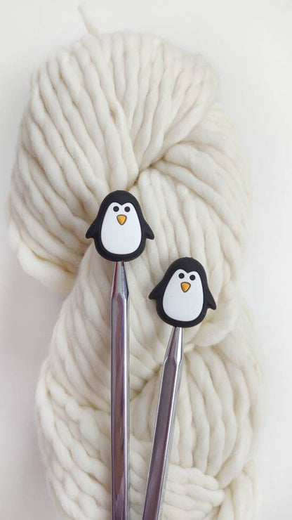 Penguin Knitting Needle Stitch Stoppers. Needle Protectors. Knitting Needle Stoppers. Knitting Notions, Accessories, Supplies, Tools.