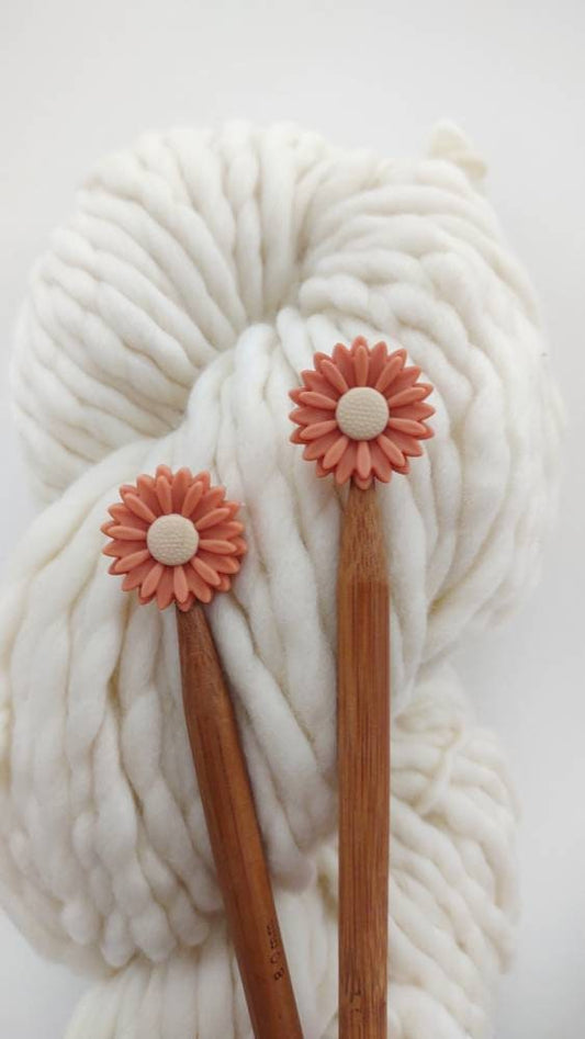 Boho Daisy Knitting Needle Stitch Stoppers. Needle Protectors. Knitting Needle Stoppers. Knitting Notions, Accessories, Supplies, Tools.