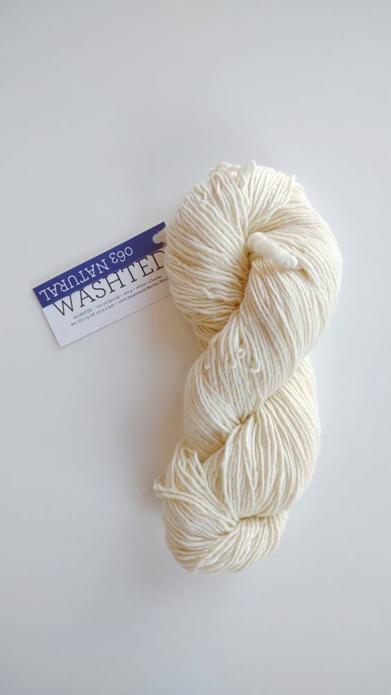 Malabrigo Washted. 1 skein of Natural. Soft Merino Wool Kit. Soft White Super Wash Worsted. Single ply. Knit hat kit. Pattern NOT included