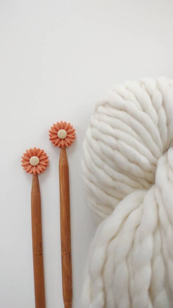 Boho Daisy Knitting Needle Stitch Stoppers. Needle Protectors. Knitting Needle Stoppers. Knitting Notions, Accessories, Supplies, Tools.