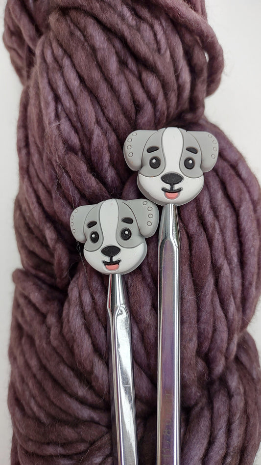 Dog Knitting Needle Stitch Stoppers. Needle Protectors. Knitting Needle Stoppers. Knitting Notions, Accessories, Supplies, Tools. Puppy Dog.