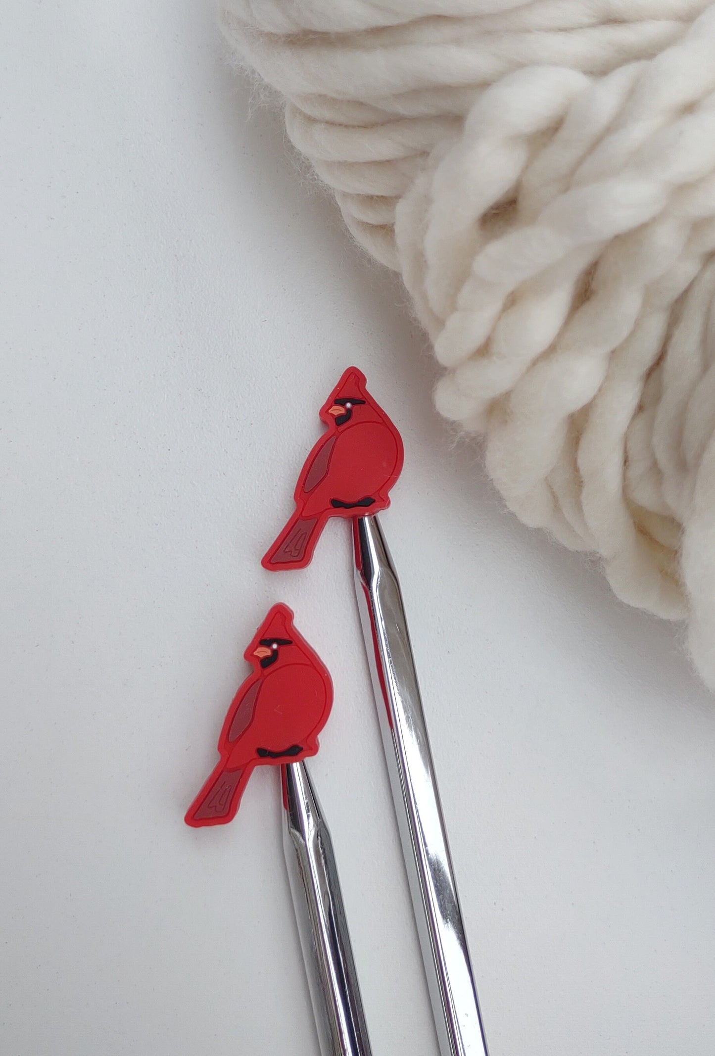 Red Cardinal Knitting Needle Stitch Stoppers. Needle Protectors. Knitting Needle Stoppers. Knitting Notions, Accessories, Supplies, Tools.