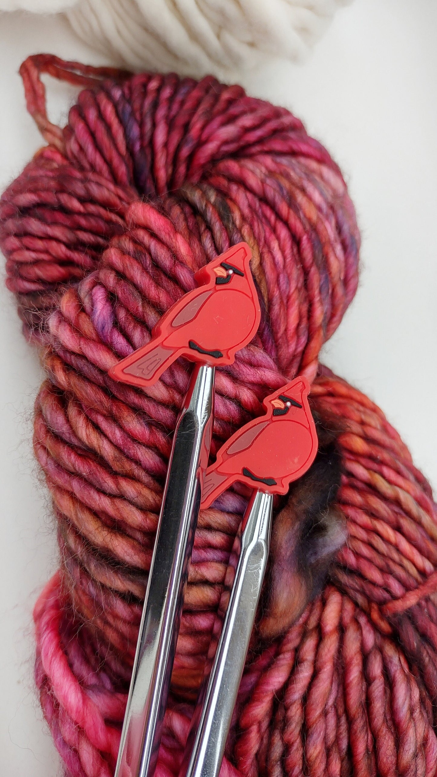 Red Cardinal Knitting Needle Stitch Stoppers. Needle Protectors. Knitting Needle Stoppers. Knitting Notions, Accessories, Supplies, Tools.