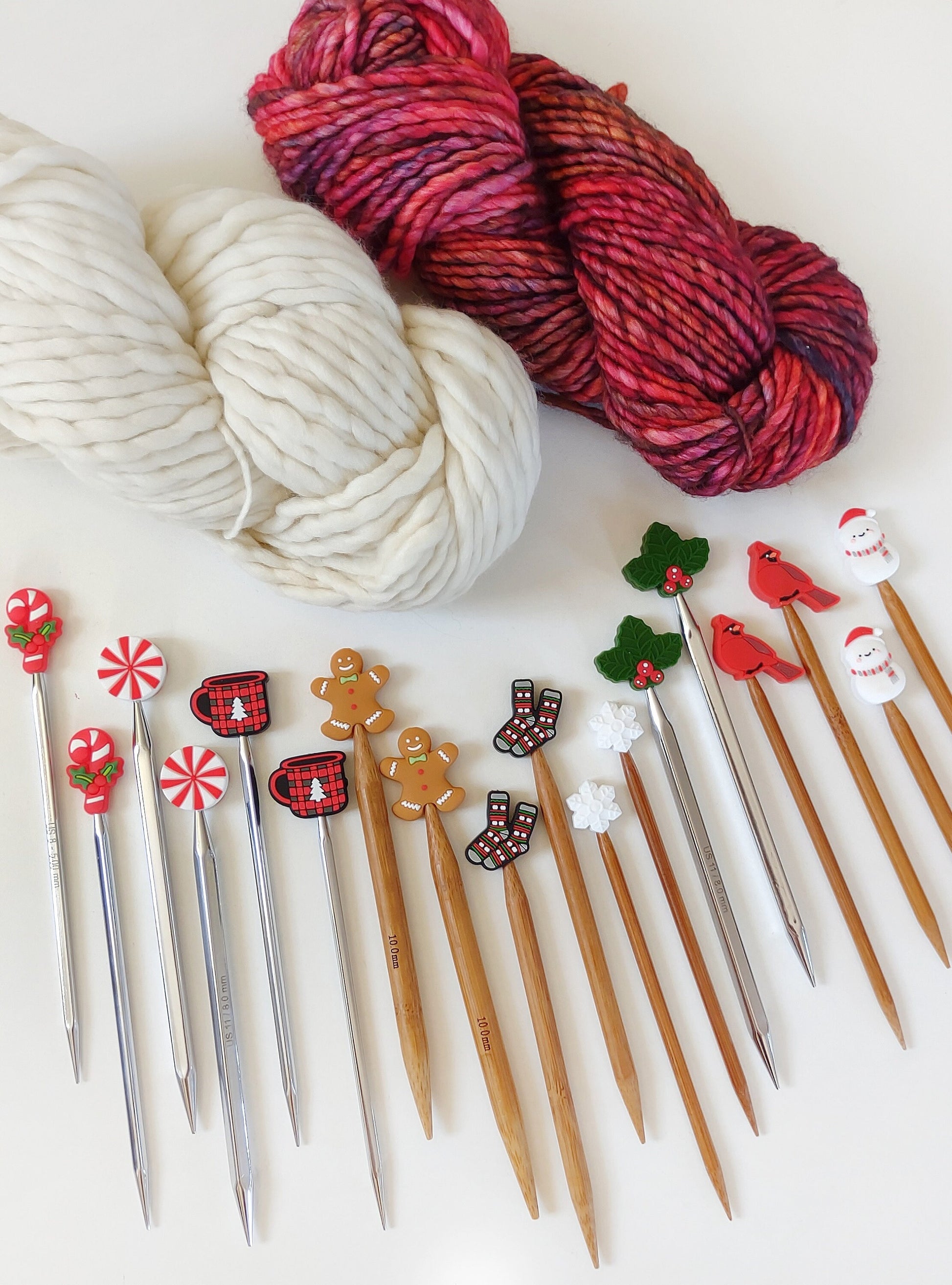 Holiday Socks Knitting Needle Stitch Stoppers. Protectors. Knitting Needle Stoppers. Notions, Accessories, Supplies, Tools. Christmas Sock