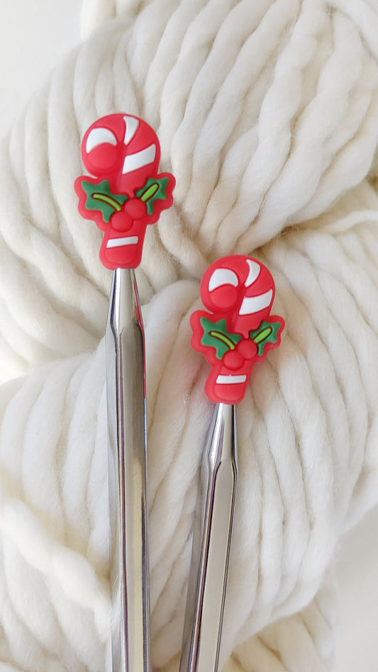 Candy Cane Knitting Needle Stitch Stoppers. Needle Protectors. Knitting Needle Stoppers. Notions, Accessories, Supplies, Tools. Christmas
