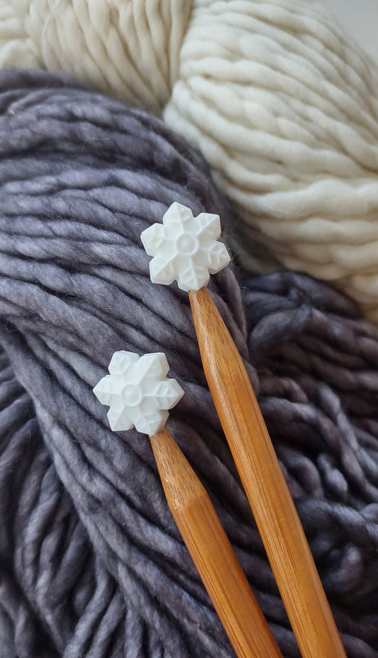 Snowflake Knitting Needle Stitch Stoppers. Needle Protectors. Knitting Needle Stoppers. Knitting Notions, Accessories, Supplies, Tools.