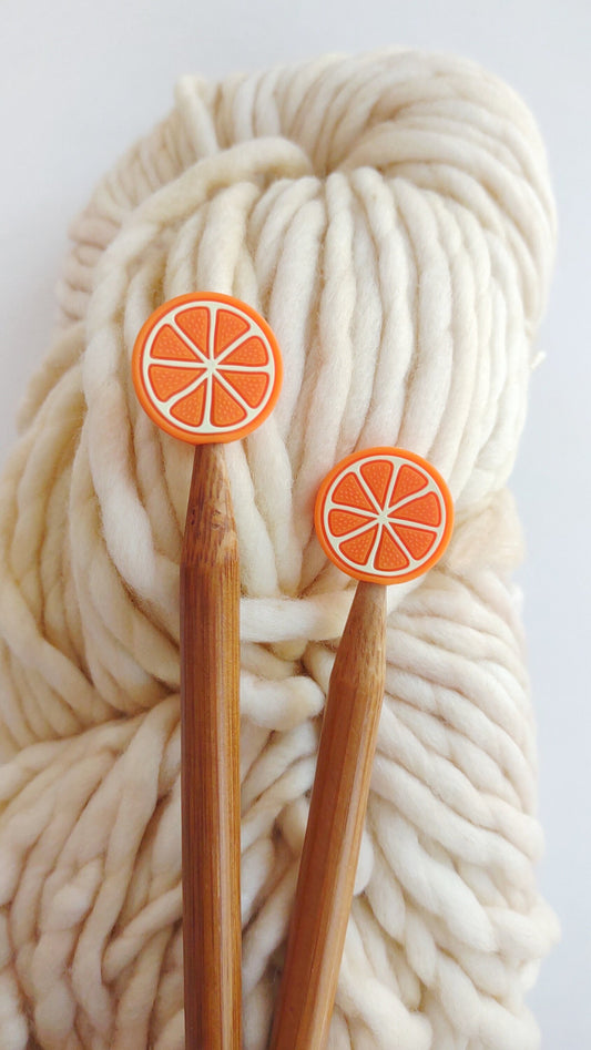 Orange Knitting Needle Stitch Stoppers. Needle Protectors. Knitting Needle Stoppers. Knitting Notions, Accessories, Supplies, Tools. Citrus
