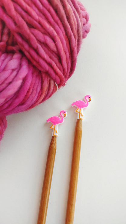 Pink Flamingo Knitting Needle Stitch Stoppers. Needle Protectors. Knitting Needle Stoppers. Knitting Notions, Accessories, Supplies, Tools.