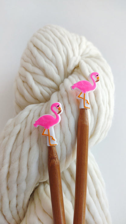 Pink Flamingo Knitting Needle Stitch Stoppers. Needle Protectors. Knitting Needle Stoppers. Knitting Notions, Accessories, Supplies, Tools.