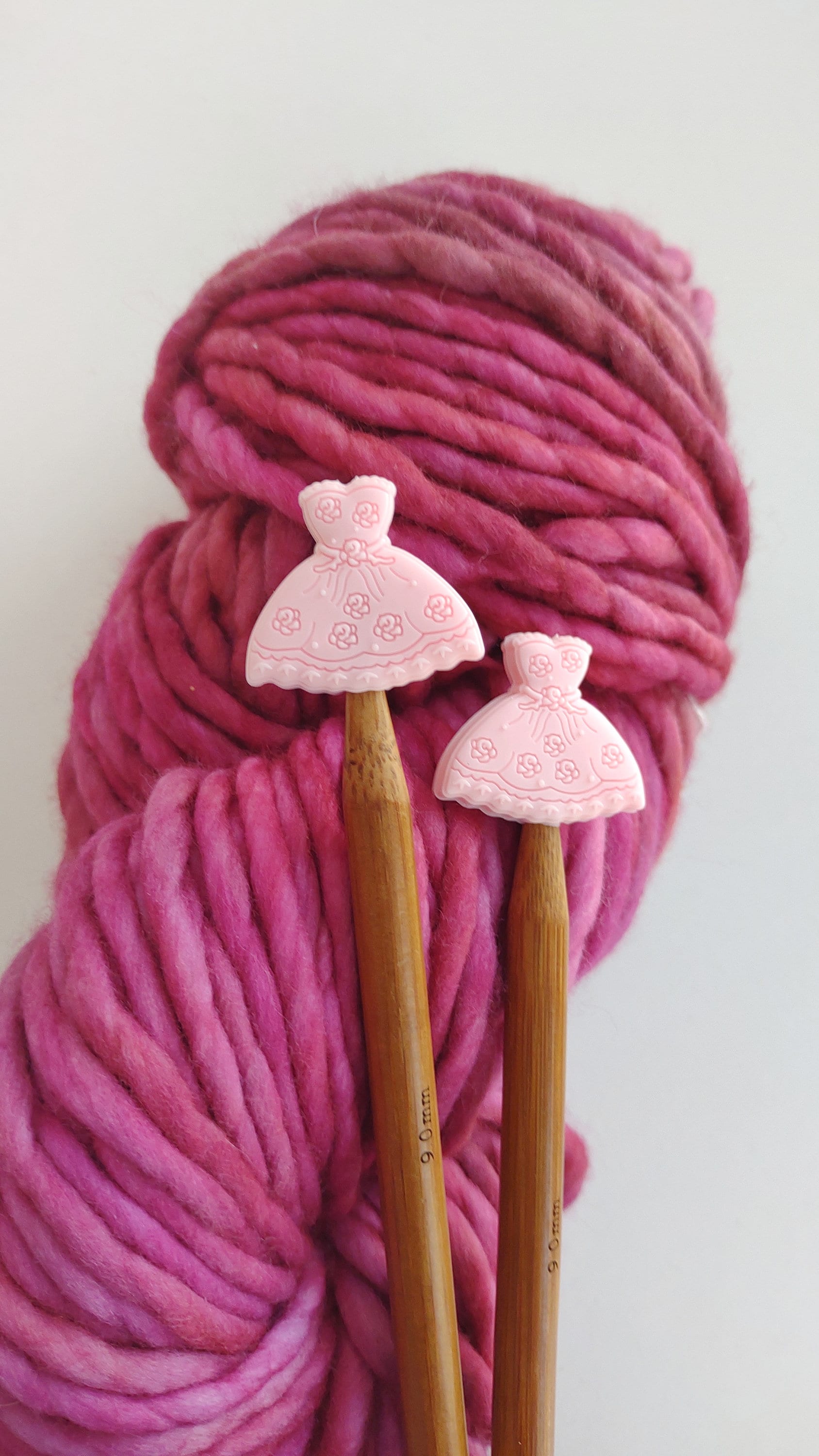 Light Pink Fancy Dress Knitting Needle Stitch Stoppers. Needle Protectors. Knitting Notions, Accessories, Supplies, Tools. Valentine's Day