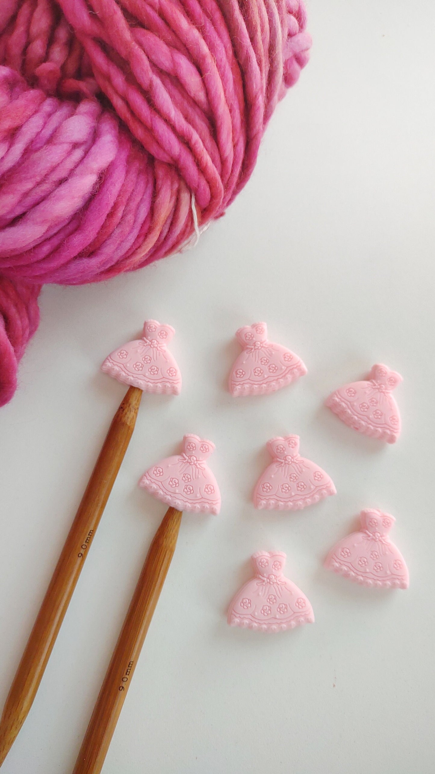 Light Pink Fancy Dress Knitting Needle Stitch Stoppers. Needle Protectors. Knitting Notions, Accessories, Supplies, Tools. Valentine's Day