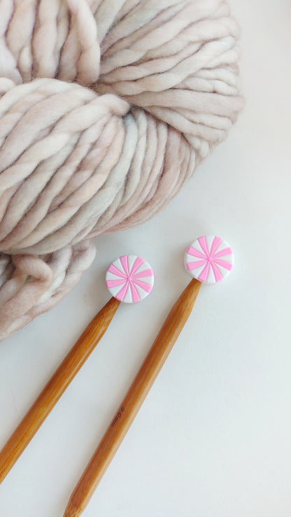Pink White Swirl Knitting Needle Stitch Stoppers. Needle Protector. Knitting Needle Stoppers. Knitting Notions, Supplies, Tools. Accessories