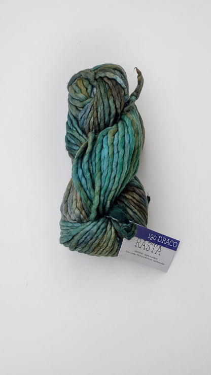 Malabrigo Rasta Yarn 1 skein of Draco. Soft Merino Wool Kit. Pattern NOT included. Variegated green yarn. Knitting or crochet kit. Luxurious
