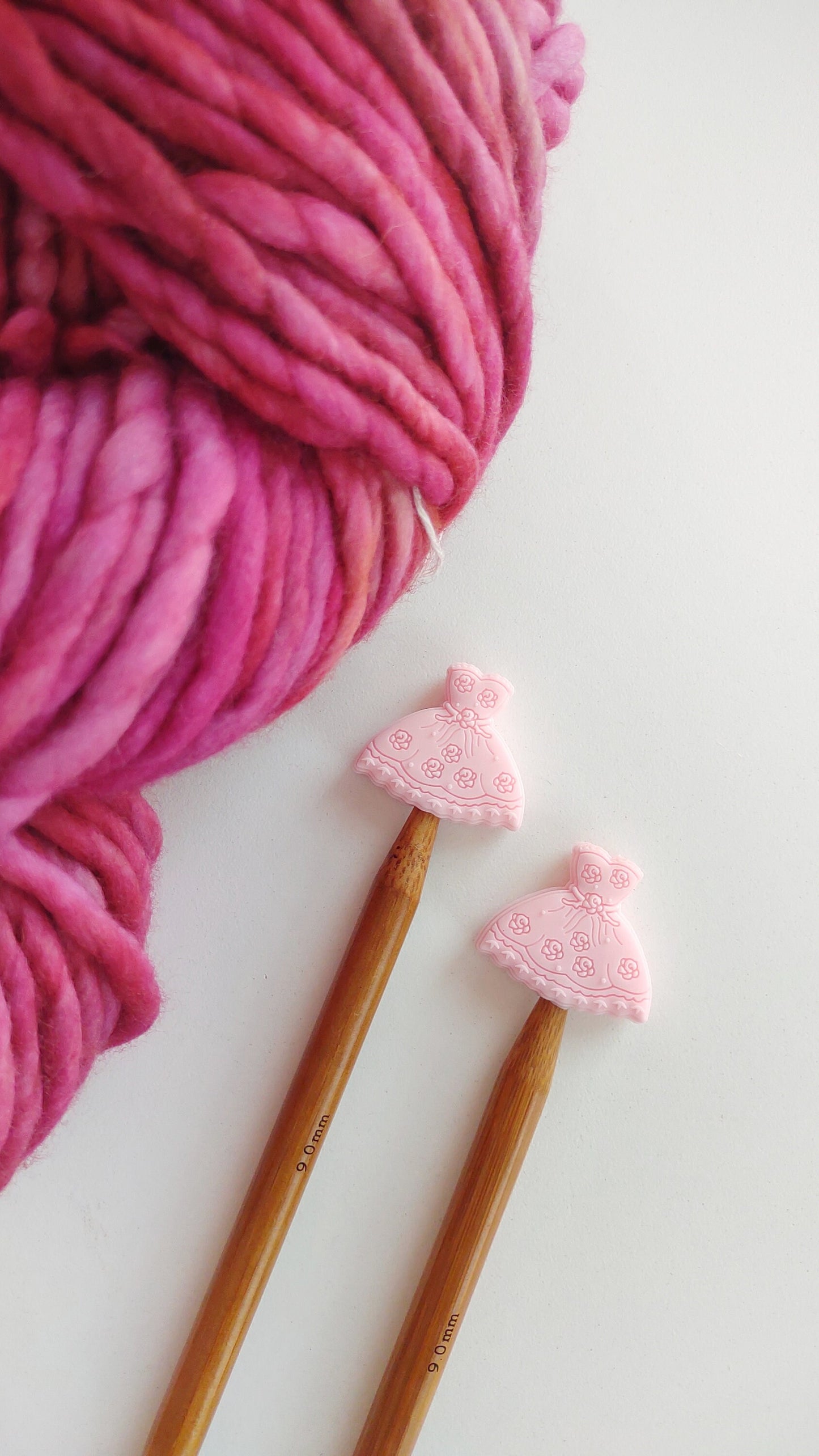 Light Pink Fancy Dress Knitting Needle Stitch Stoppers. Needle Protectors. Knitting Notions, Accessories, Supplies, Tools. Valentine's Day