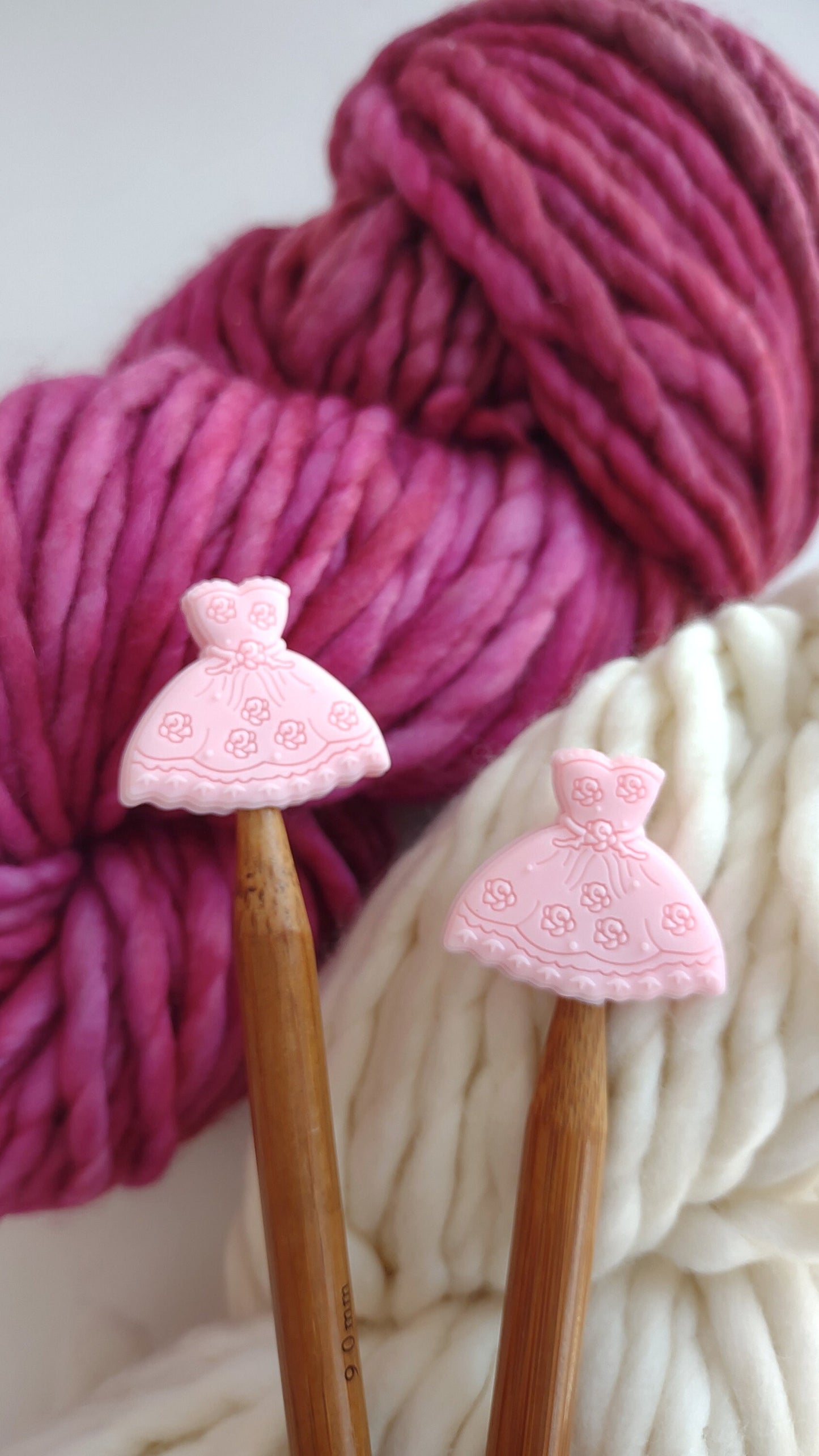 Light Pink Fancy Dress Knitting Needle Stitch Stoppers. Needle Protectors. Knitting Notions, Accessories, Supplies, Tools. Valentine's Day