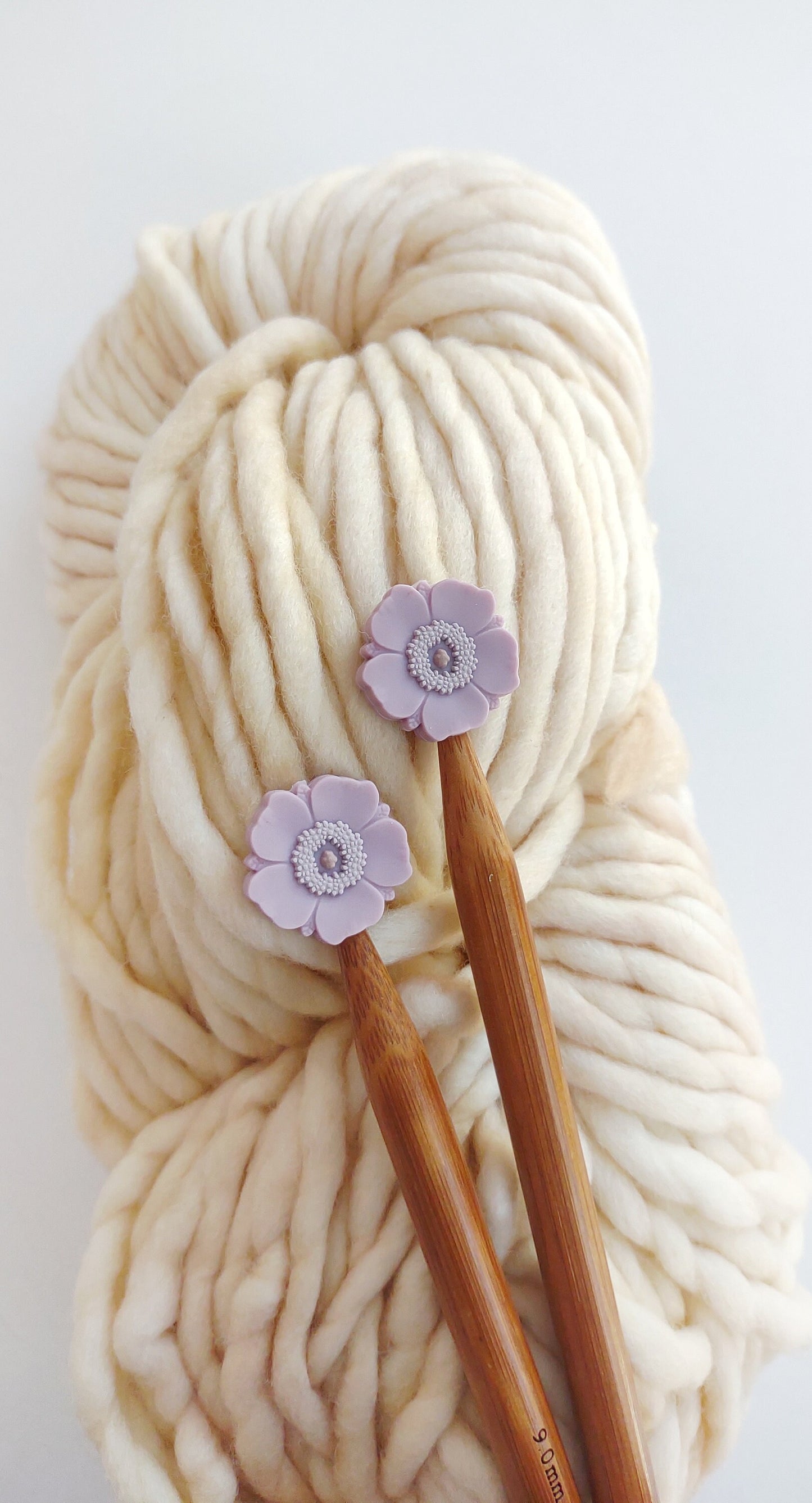 Mauve Poppy Flower knitting Needle Stitch Stoppers. Needle Protector. Knitting Needle Stoppers. Notions, Accessories, Supplies, Tools.