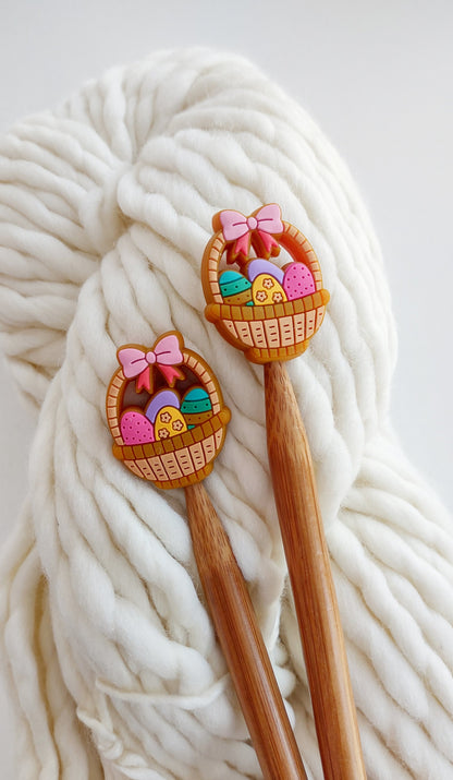 Spring Easter Egg Basket Knitting Needle Stitch Stoppers. Needle Protector. Knitting Needle Stoppers. Notions, Accessories, Supplies, Tools