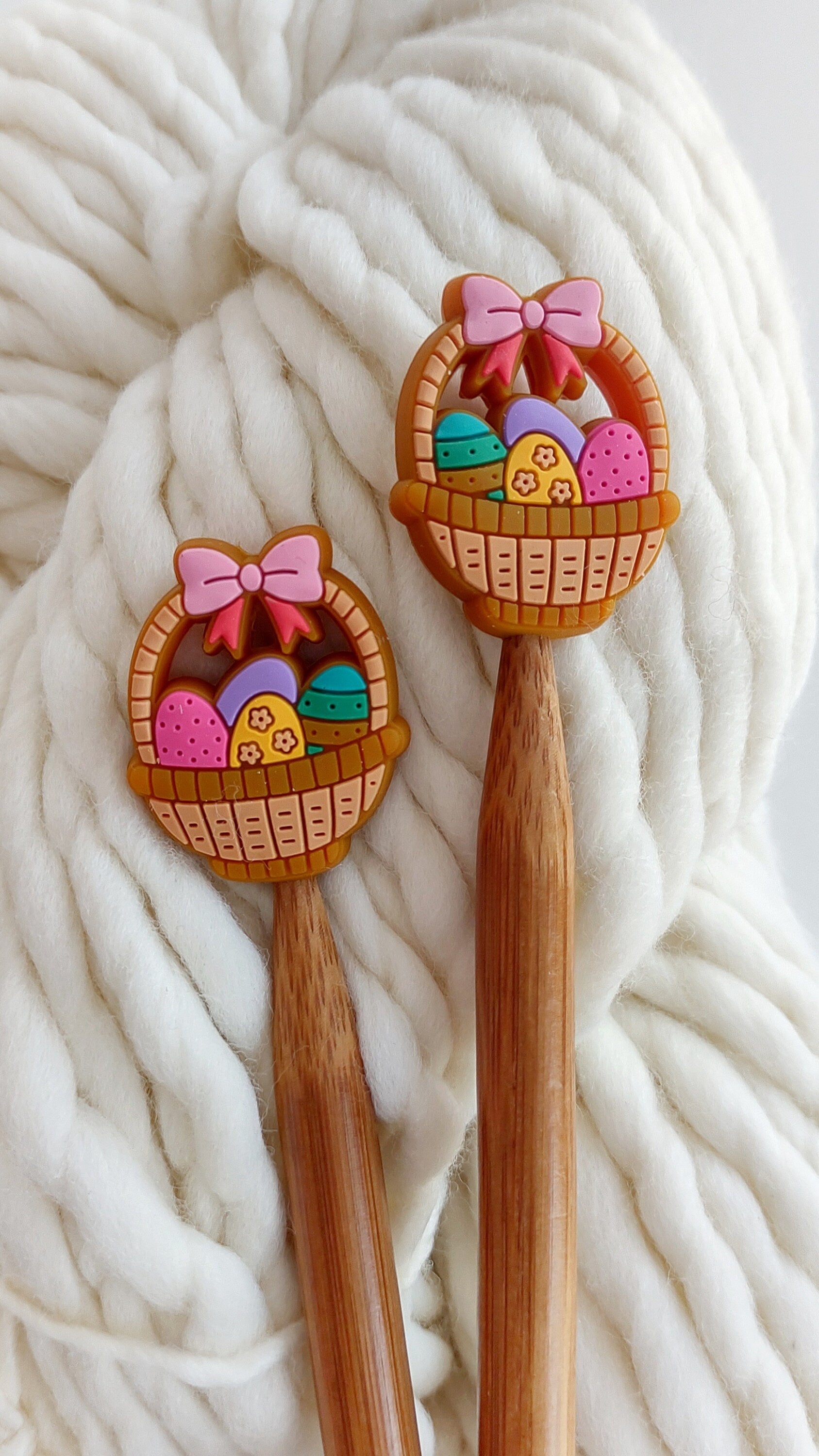 Spring Easter Egg Basket Knitting Needle Stitch Stoppers. Needle Protector. Knitting Needle Stoppers. Notions, Accessories, Supplies, Tools