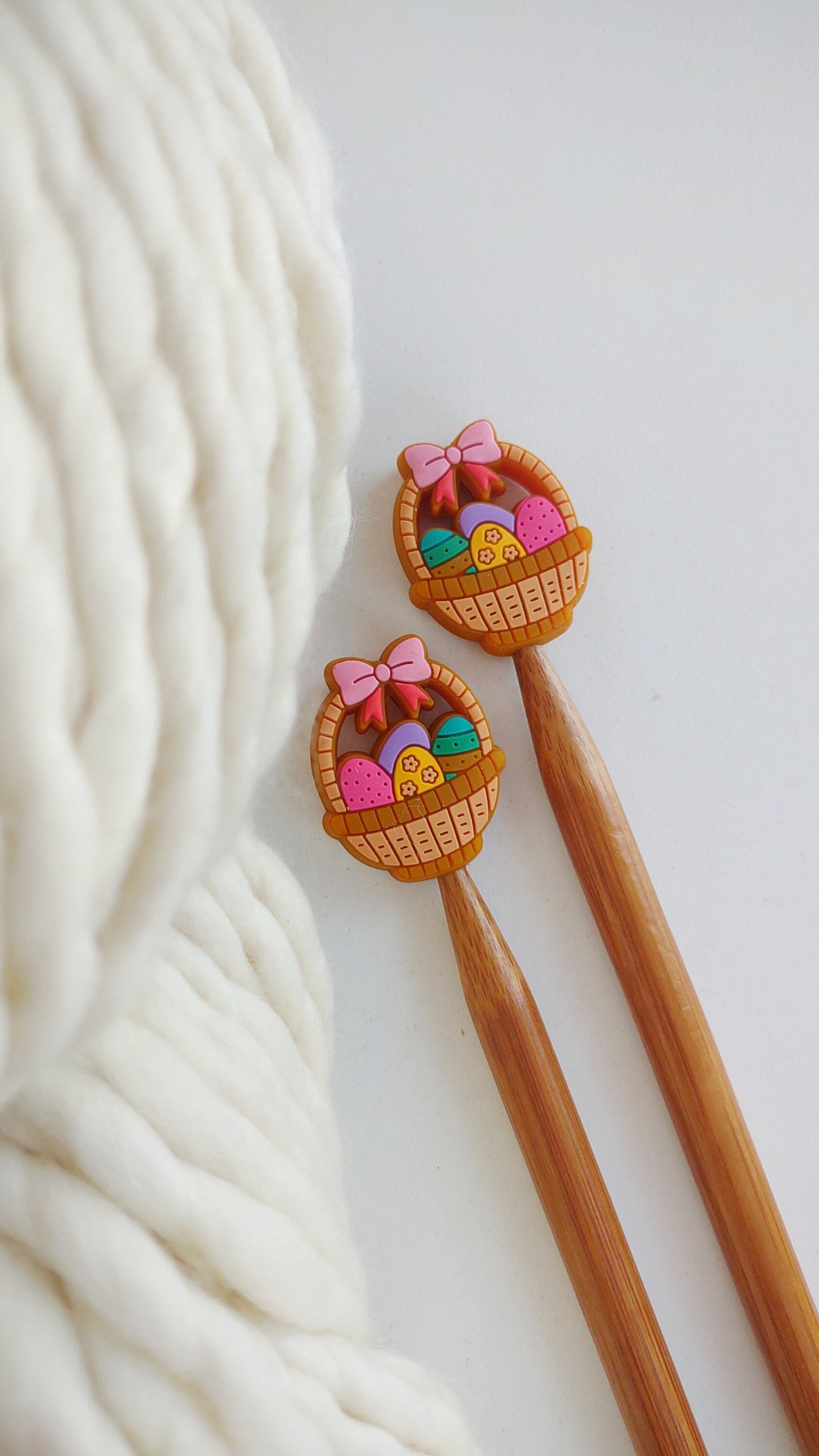 Spring Easter Egg Basket Knitting Needle Stitch Stoppers. Needle Protector. Knitting Needle Stoppers. Notions, Accessories, Supplies, Tools